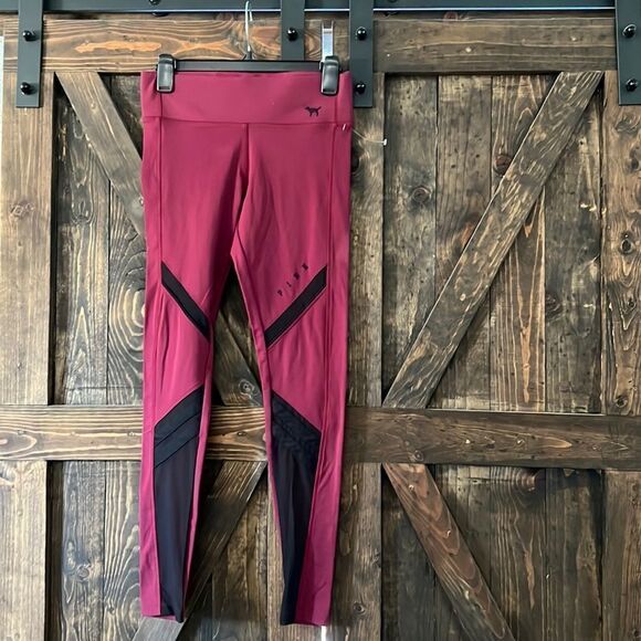 PINK ULTIMATE FLEECE LINED MESH LEGGINGS Sz-Small - Picture 2 of 8